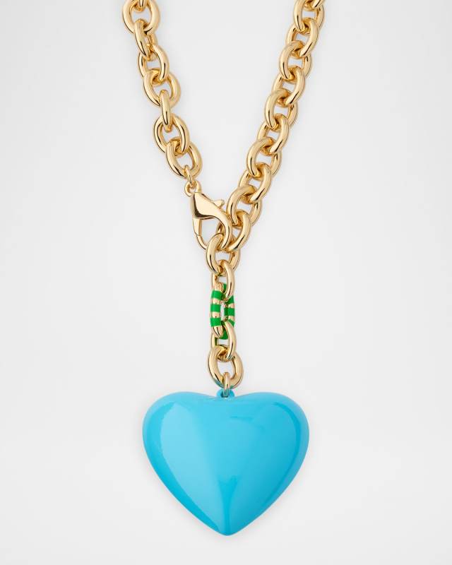 The Puffy Heart Necklace, Turquoise